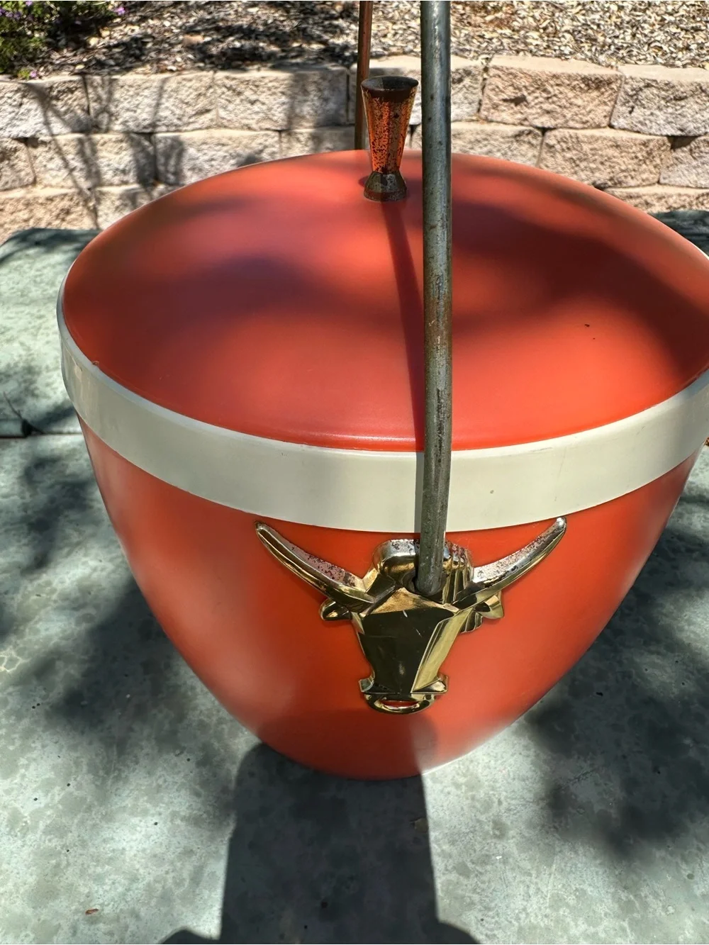 Mid-century MCM Orange Vintage Long Horn Ice Bucket